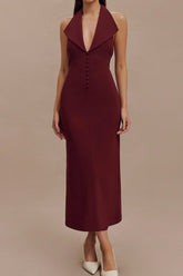 Annita Crepe Halter Midi Dress | Dress In Beauty